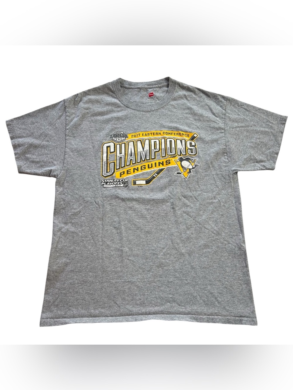 Pittsburgh Penguins NHL 2017 Eastern Conference Champs Men’s T-Shirt Gray size L